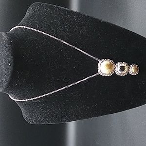 Brighton Silver Tone Necklace with Hammered Domes and Topaz colored Gemstone